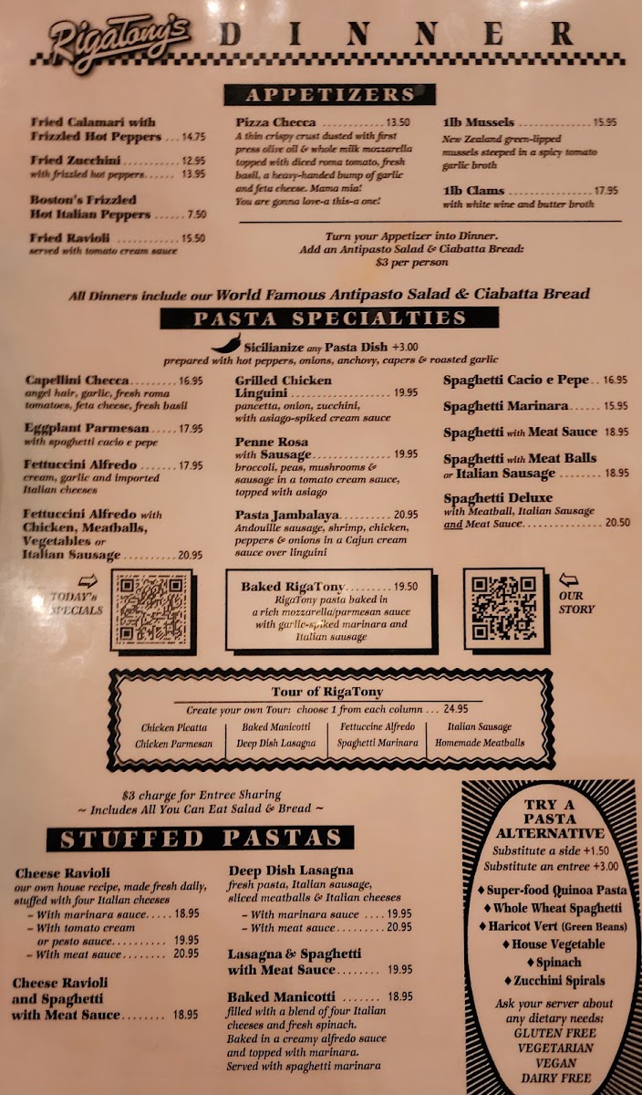 RigaTony's Authentic Italian Restaurant Menu - Image 2
